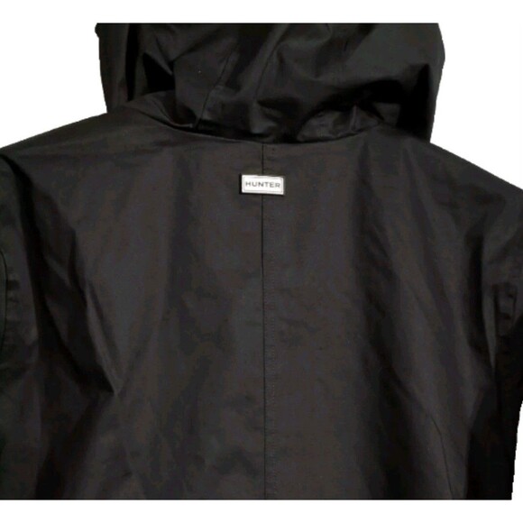 HUNTER Women's S Rubberized Cotton Smock Hooded Water Resistant Jacket Black - Picture 5 of 11
